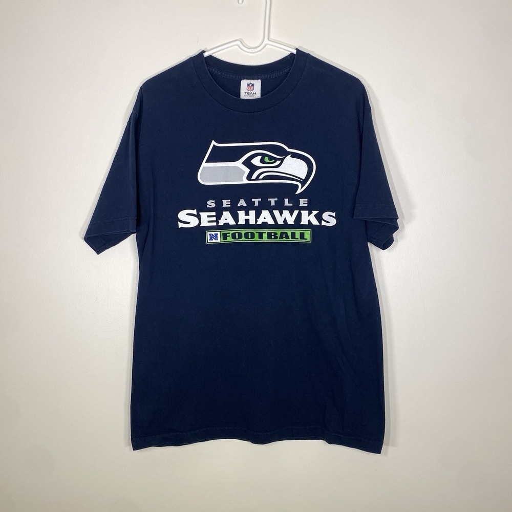 Vintage Seattle Seahawks NFL Team Apparel T Shirt Mens Large Navy 90s Y2K